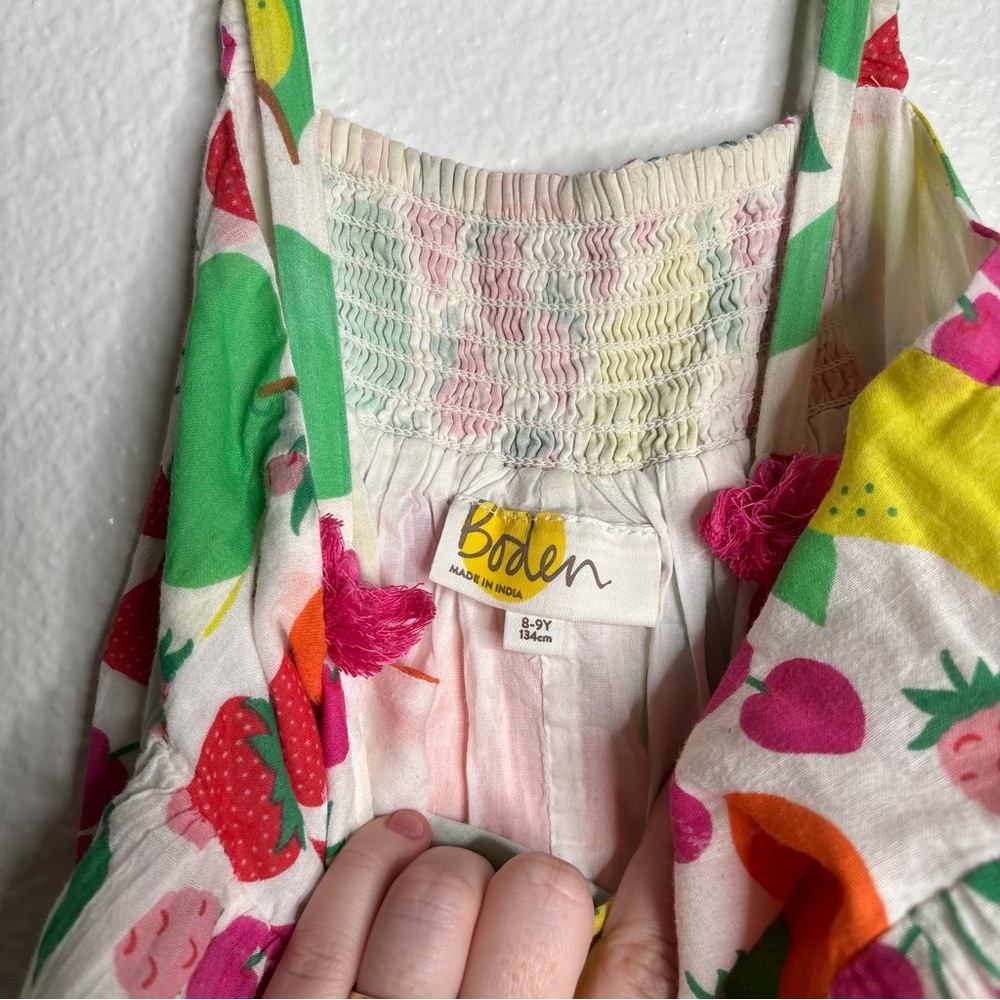 Mini Boden Girls Tiered Tassel Dress in Multi Tutti Fruitti size 8-9Y - Picture 7 of 8